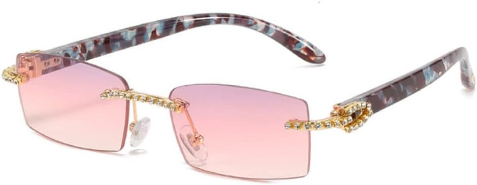 

Женские солнцезащитные очки без оправы с бриллиантами, винтажные прямоугольные солнцезащитные очки, женские солнцезащитные очки со стразами, градиентные цвета generic, C4flower-graypink