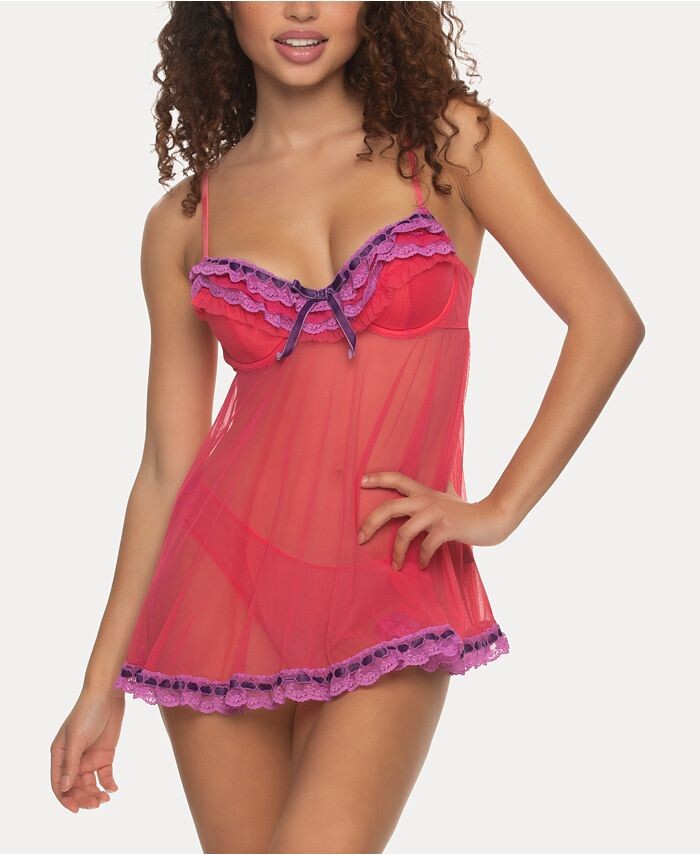 

Женский комплект нижнего белья Galore Babydoll из 2 предметов с оборками Jezebel, цвет Red