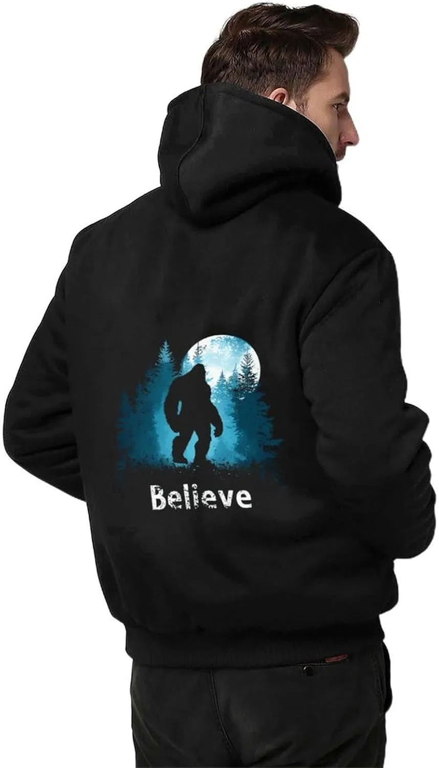 Толстовка с капюшоном Bigfoot Moon Believe Trendy для мужчин, на молнии, из плотного флиса — фото 2