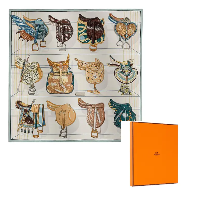 

HERMES Шёлковый шарф Mulberry Silk женский сине-серый, Blue Gray