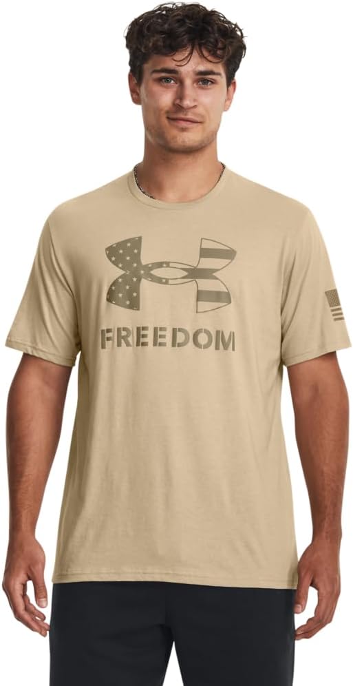 

Новая мужская футболка с логотипом Freedom от Under Armour, (292) Desert Sand/Federal Tan, Коричневый, Новая мужская футболка с логотипом Freedom от Under Armour, (292) Desert Sand/Federal Tan