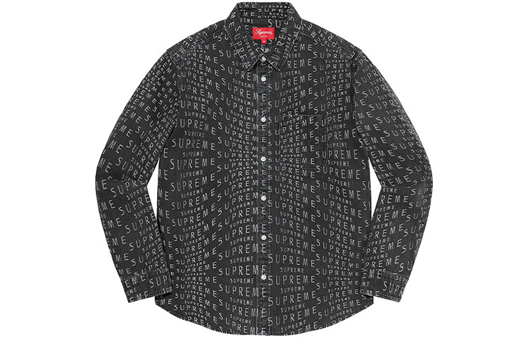 Рубашка Supreme Warp Jacquard Logos, черный — фото 2
