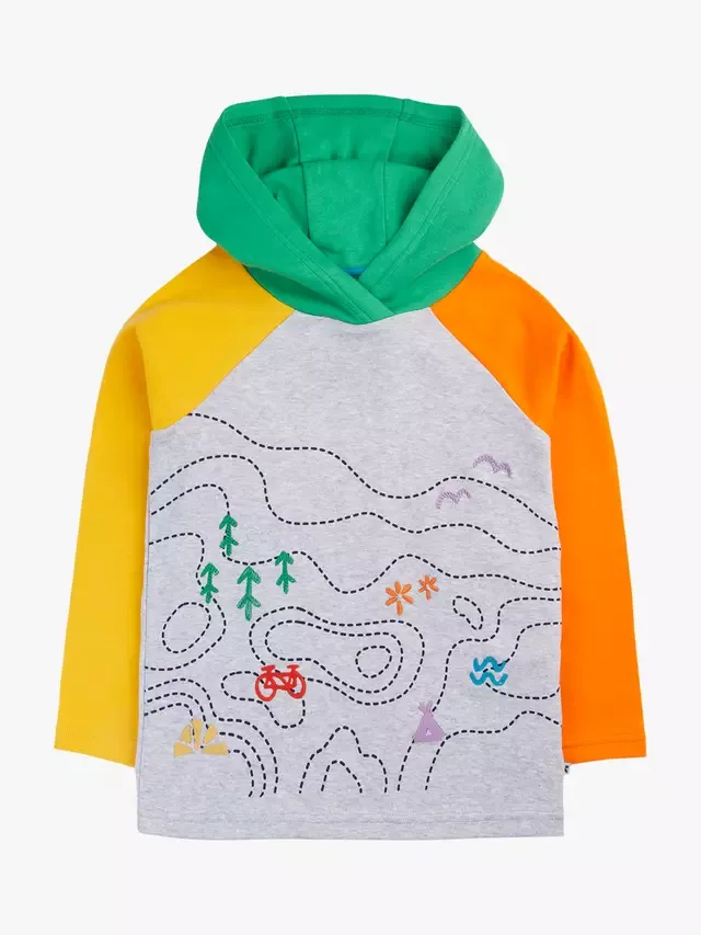 Детская толстовка с капюшоном Компас, серо-бежевый/Explore Frugi
