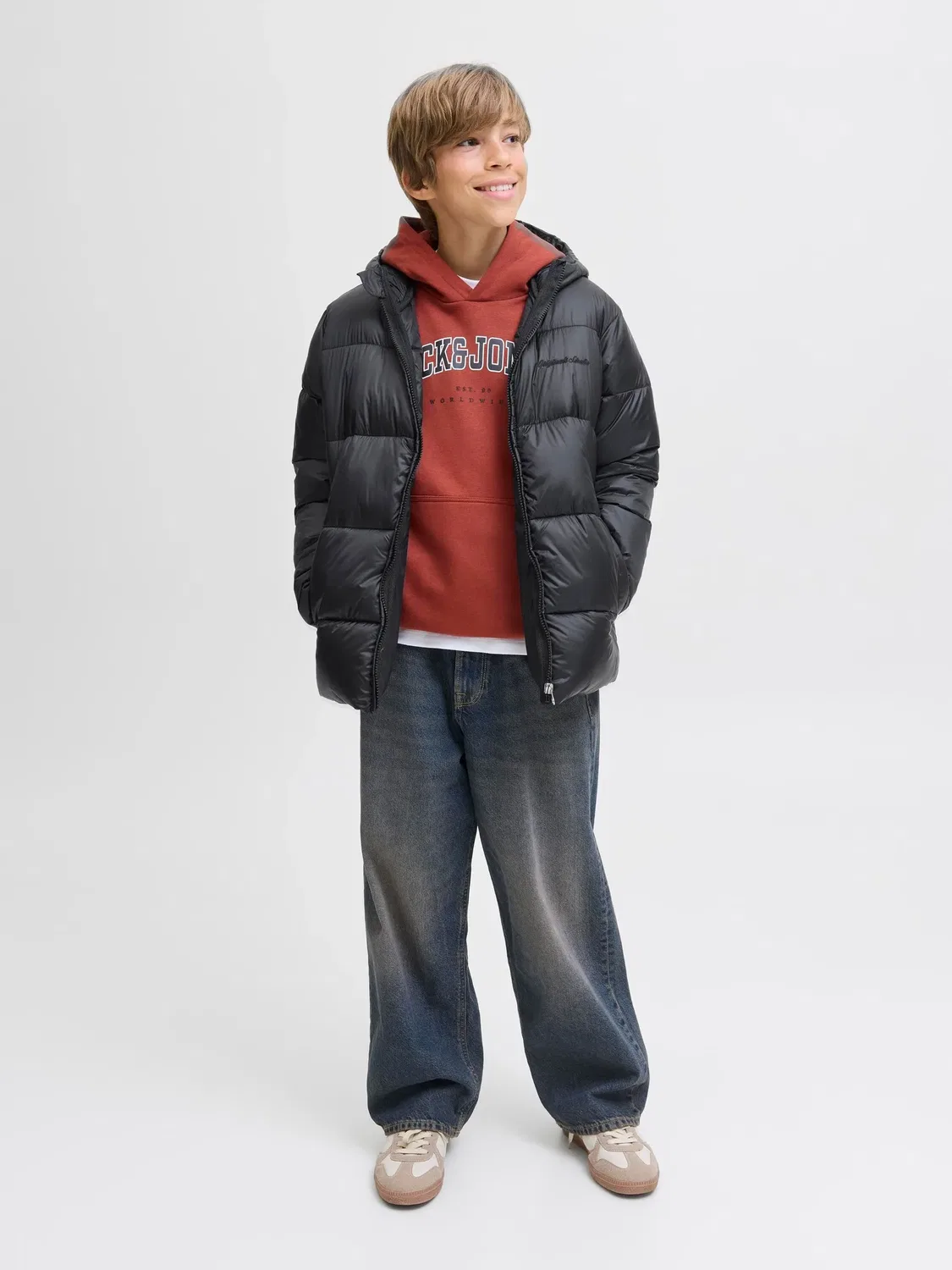 Стеганая куртка с капюшоном JACK & JONES Junior, черный — фото 4