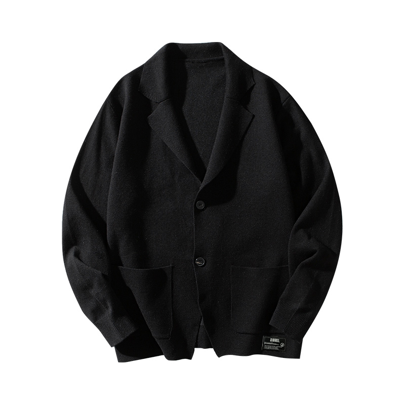 

ZIAREL Трикотажный свитер Unisex черный с V-образным вырезом Moderate