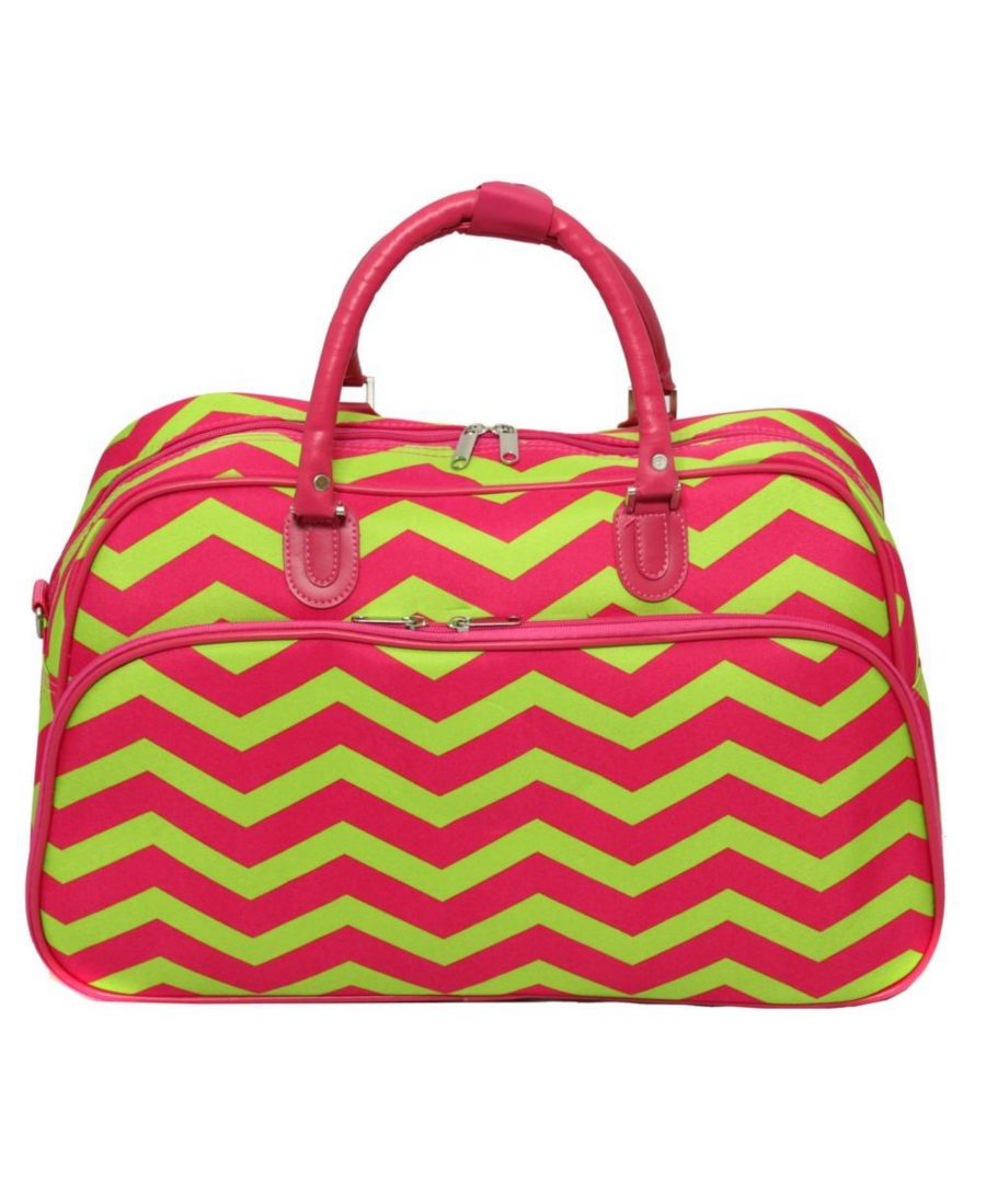 

Сумка-дафл Chevron длиной 21 дюйм, для ручной клади World Traveler, цвет fuchsia lime chevron