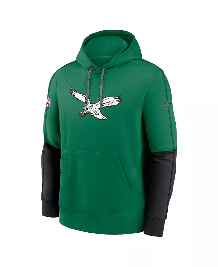 Мужской трикотажный худи с капюшоном Kelly Green Philadelphia Eagles Throwback Logo Club Nike — фото 3