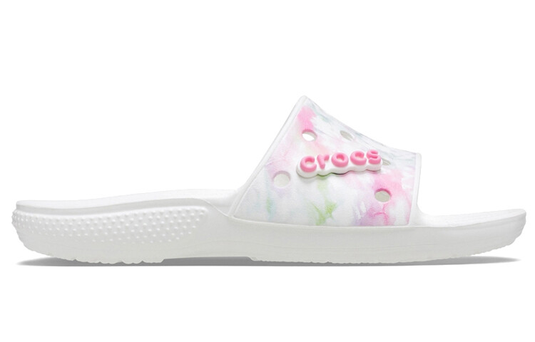 Шлепанцы и сланцы Crocs Classic Bleach Dye Slides 'White Pink'