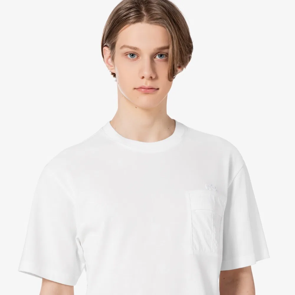 Мужская футболка Lacoste TH258E-55G, с карманом, цвет айвори — фото 2