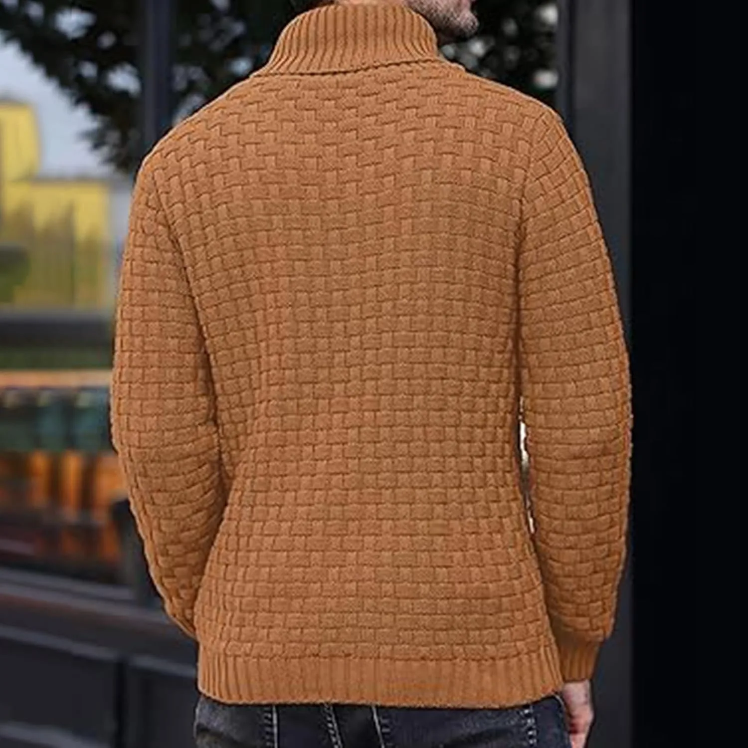 Мужской вязаный свитер с воротником-шалью Slim Fit — фото 3
