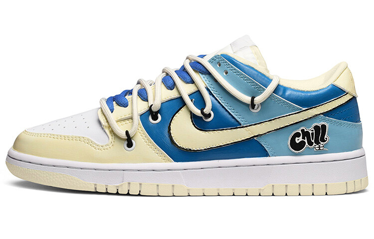 

Кроссовки Nike Dunk Skateboard Shoes Men Low-Top Blue/White Yellow