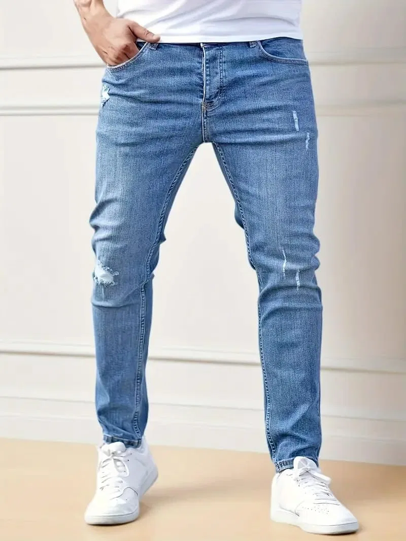 Джинсы скинни Vintage Distressed, Blue — фото 2