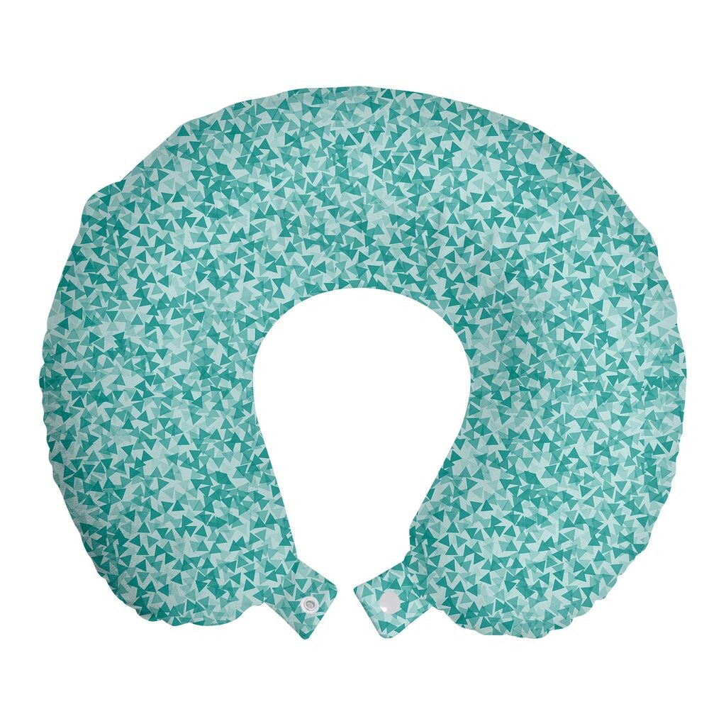 

ABAKUHAUS Подушка для путешествий Turquoise, поддержка шеи, современные треугольники, пенопластовый дорожный предмет для самолета и автомобиля, 30x30 см, бирюзово-бирюзовый