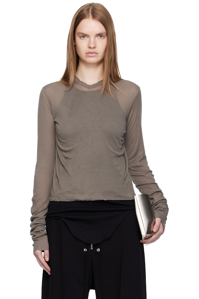 

Укороченная толстовка с длинными рукавами в рубчик от Gray Concordians Rick Owens, Dust