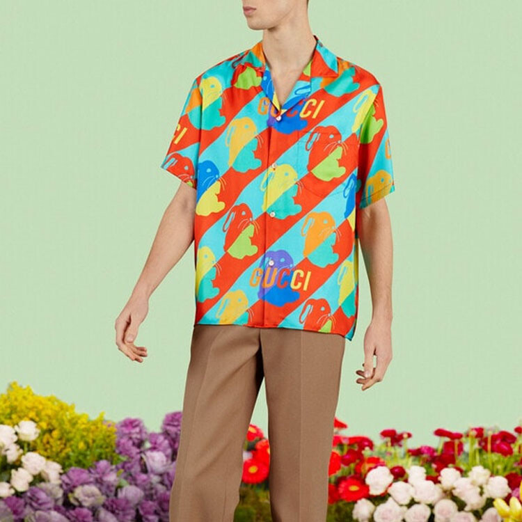 Рубашка мужская Gucci, многоцветная, Multicolor — фото 4