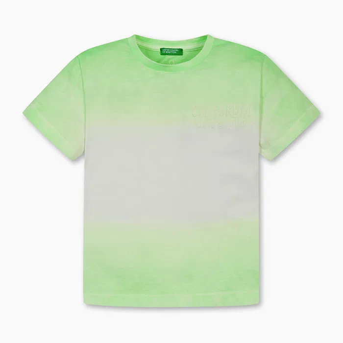 Детская футболка с градиентом зелёного цвета от Benetton Kids