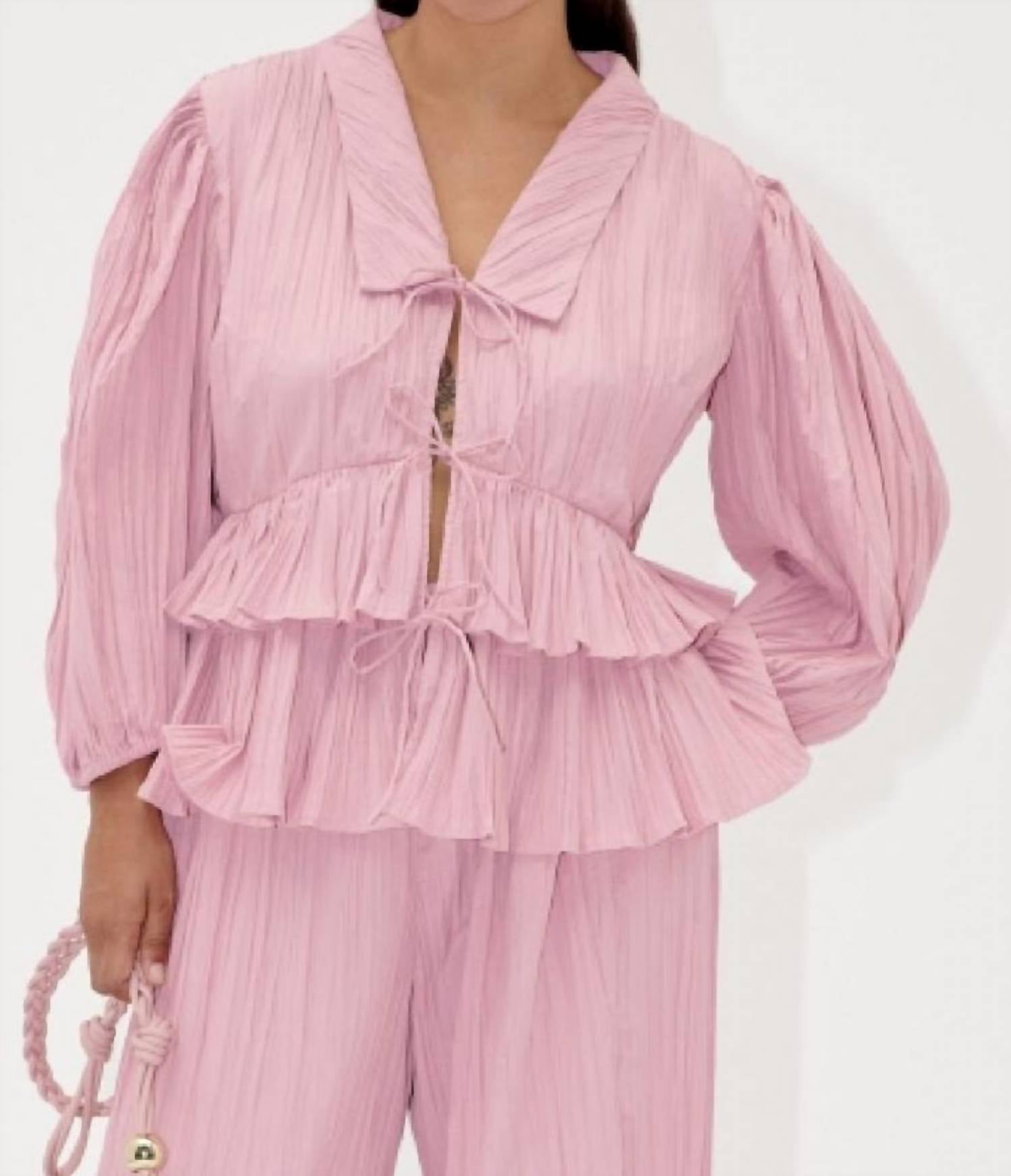 

Складчатый топ с галстуком в розовом STINE GOYA