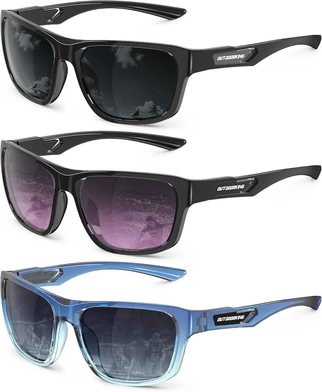 

Поляризованные солнцезащитные очки KALIYADI для мужчин и женщин: классические солнцезащитные очки для вождения и рыбалки с защитой UV400, A07-glossy Black/Grey+wine Red+blue/Grey