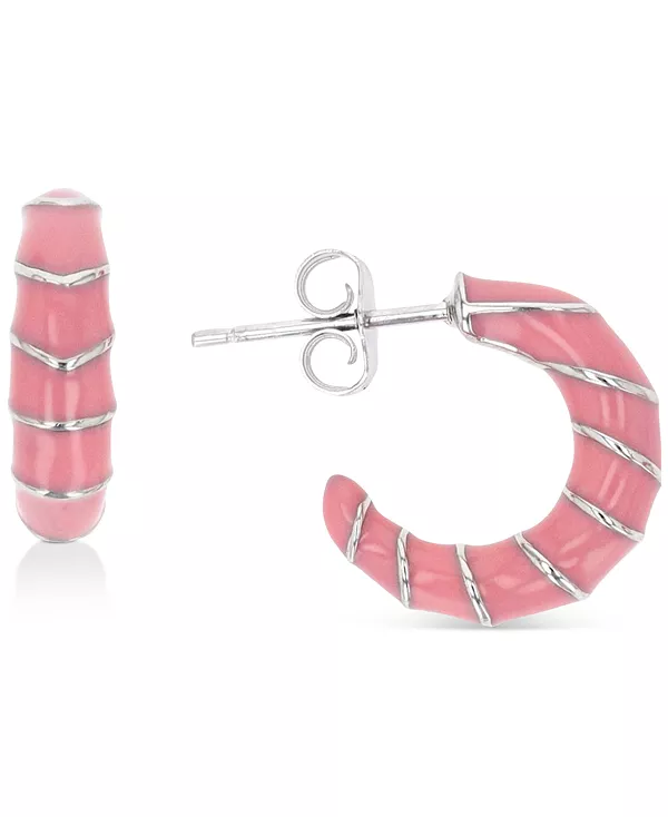 

Серьги-Кольца с эмалью из стерлингового серебра или 14-каратного золота поверх стерлингового серебра, 0,63 дюйма Macy'S, pink/silver