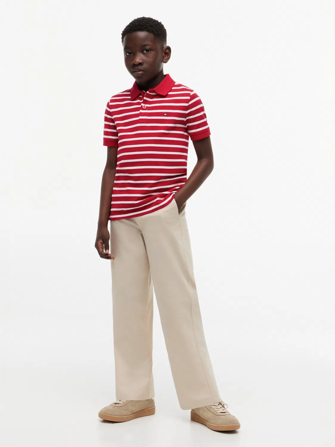 Рубашка Tommy Hilfiger Essential Regular Fit Flag Embroidery ярко-красного цвета — фото 4
