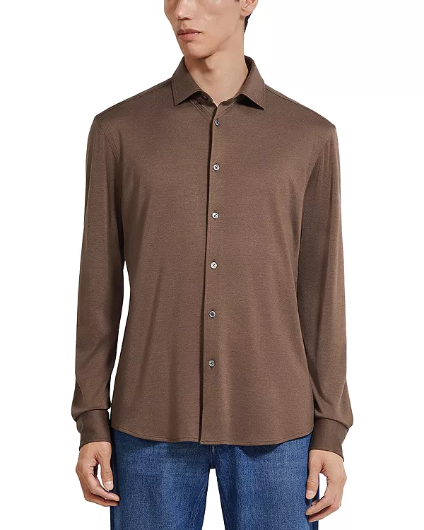 

Рубашка из кашемира и шелка Zegna, коричневый