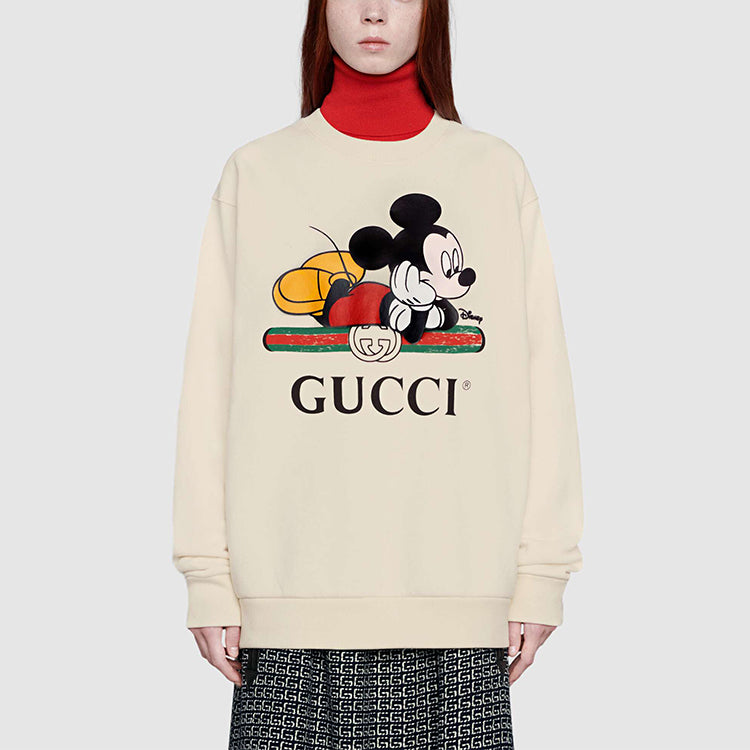 Толстовка (WMNS) Gucci x Disney Co-Branded Oversized Mickey Mouse Pattern Sweater For Beige 469250-XJB8C-9230, кремовый — фото 2
