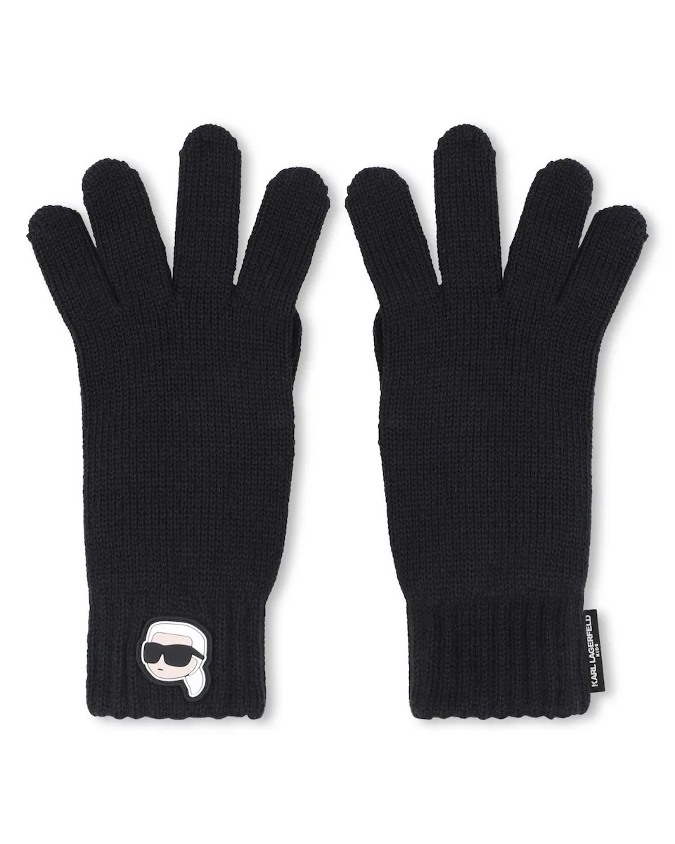 

Детские перчатки черного цвета из хлопка Karl Lagerfeld Kids