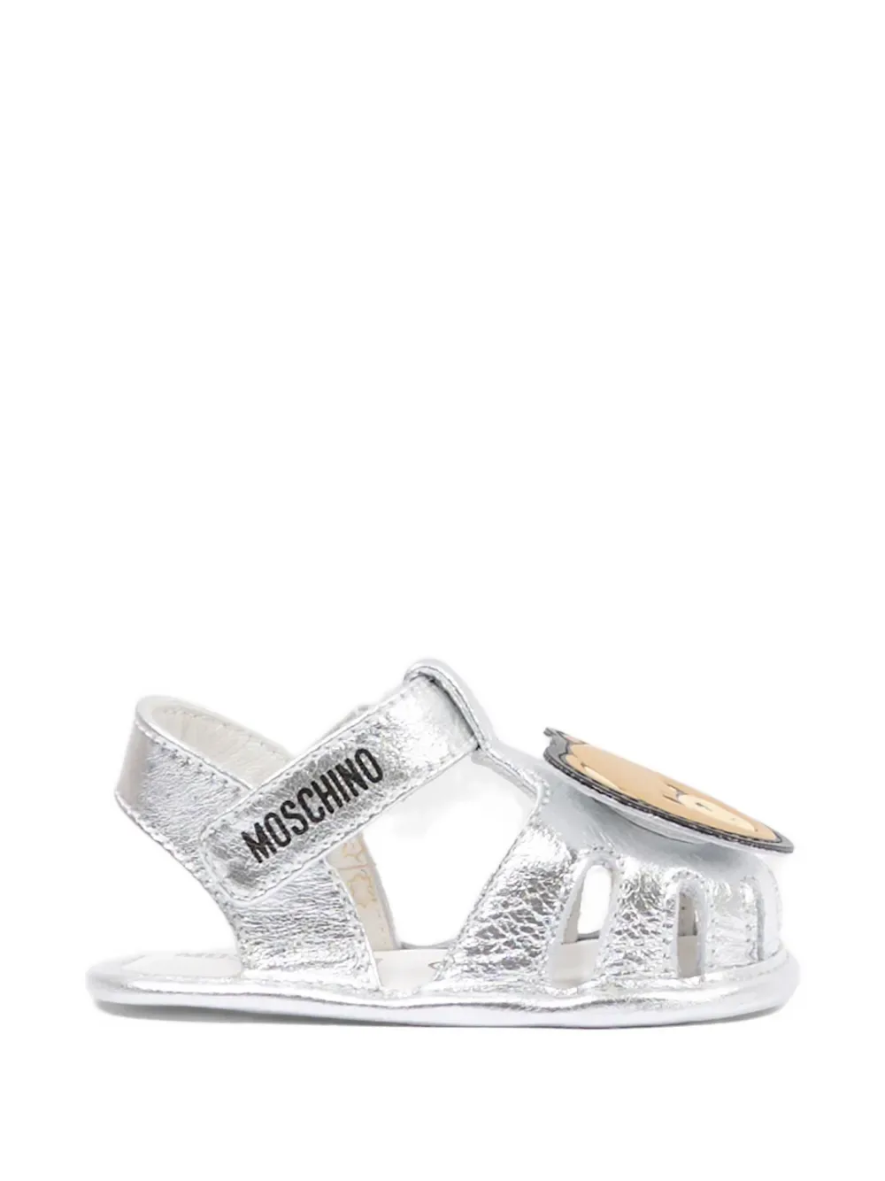 Сандалии с аппликацией в виде медведя Moschino Kids, серебряный