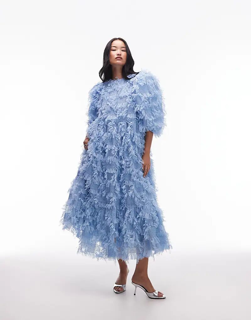 

Платье мидакси свободного кроя ASOS ARCHIVE из фактурной сетки синего цвета