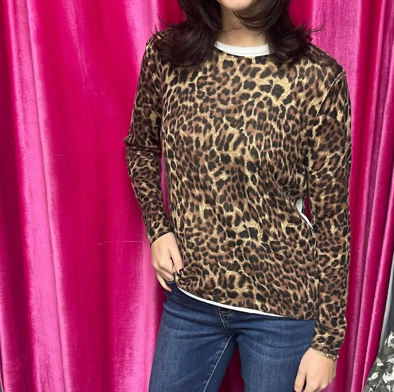 

Свитер Kelly в леопардовом принте с многослойным дизайном OLIVACEOUS