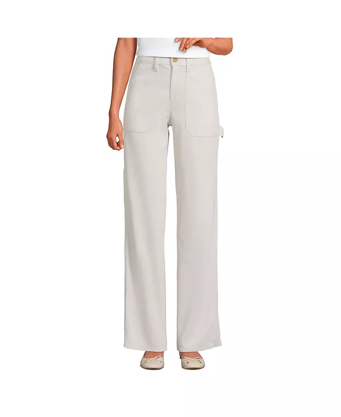 

Узкие брюки-чинос с высоким поясом и рисунком "елочка" в стиле utility Lands' End, серый