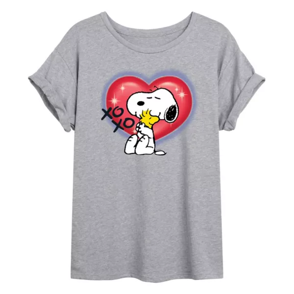 

Футболка Juniors Peanuts с изображением Снупи и Вудстока в виде сердца большего размера Licensed Character, серый
