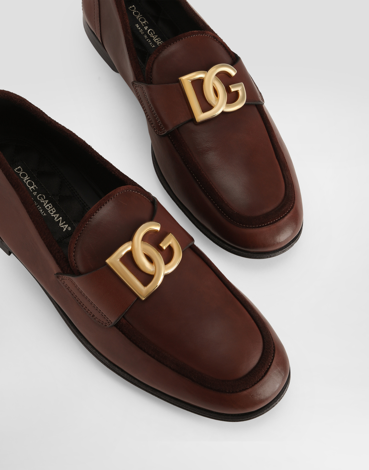 Тапочки из телячьей кожи Dolce & Gabbana, коричневый — фото 4