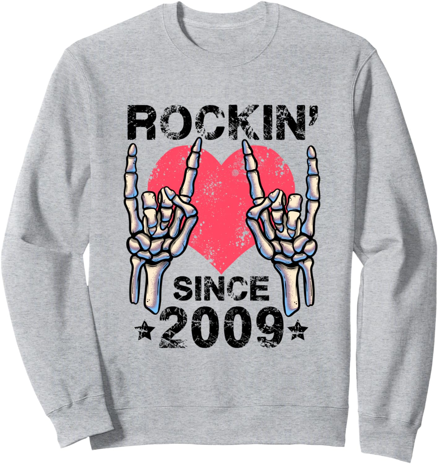 

Рок-н-ролл с 2009 года. Ретро-толстовка в стиле рок-н-ролл Visit Rock And Roll Birthday Shop Rockin Since, серый