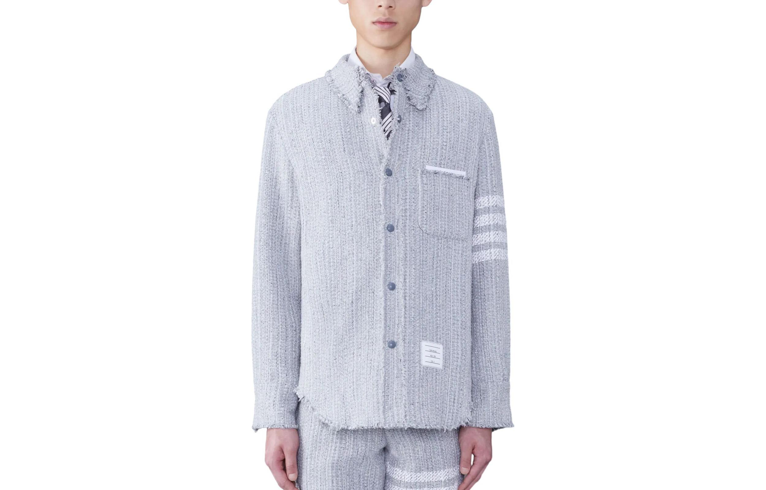 

THOM BROWNE Рубашка в полоску с четырьмя полосками, Medium Gray