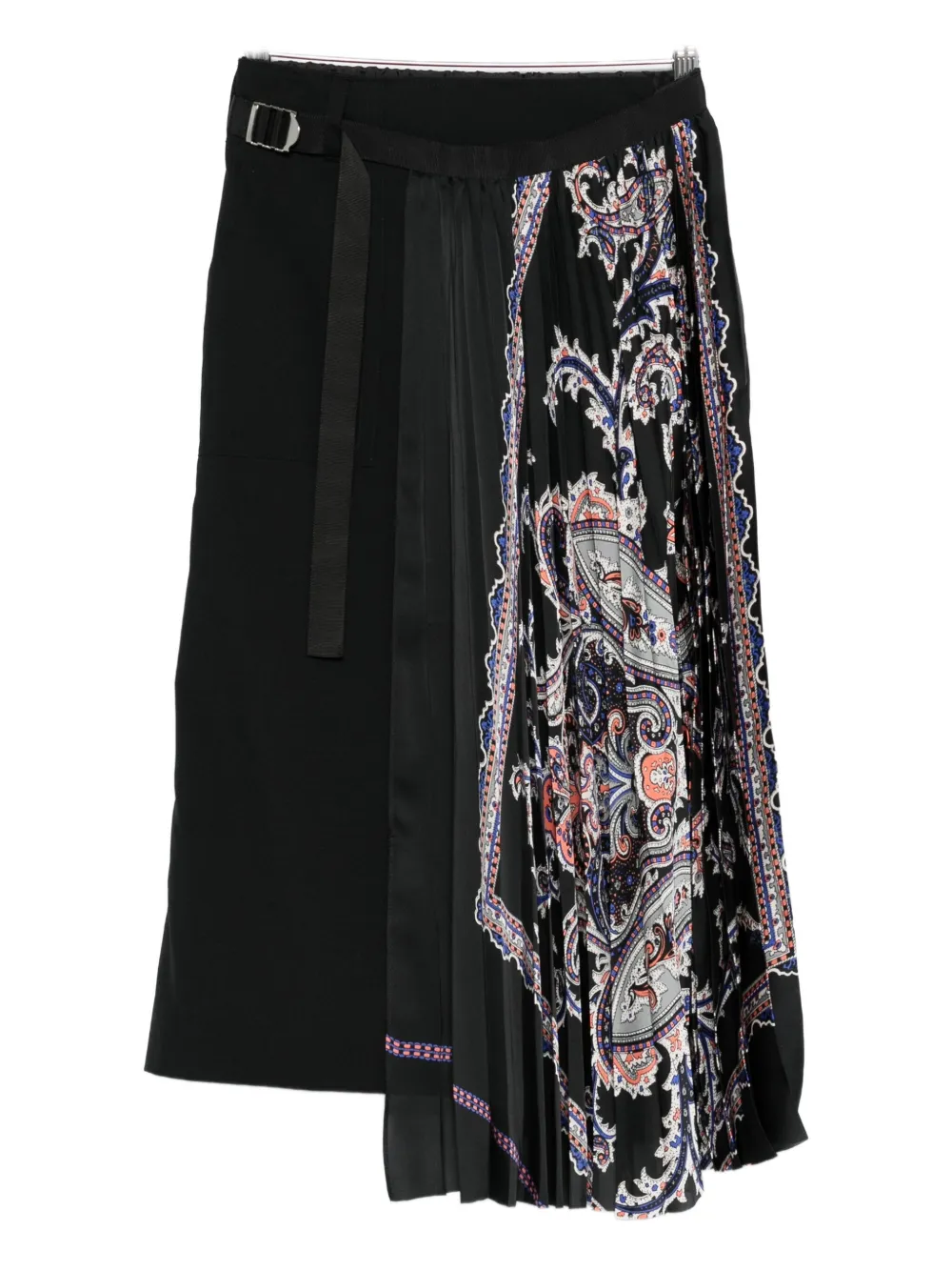 

Плиссированная юбка с принтом "пейсли" SACAI, черный