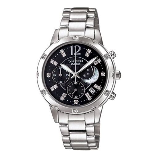 

Часы CASIO SHEEN Waterproof Stainless Steel Strap Black Analog, черный