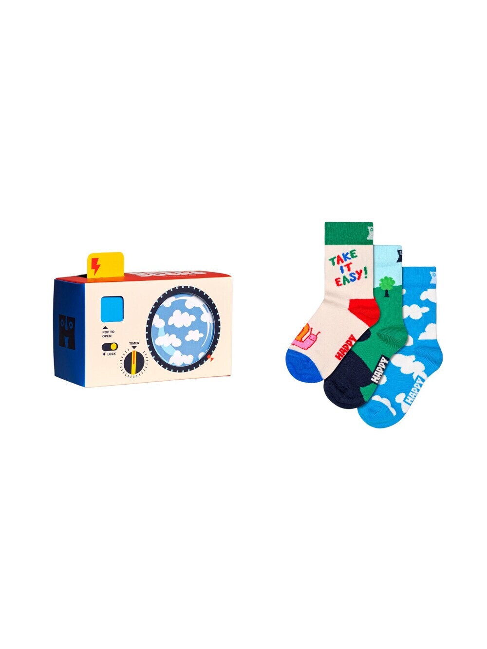 

Носки Happy Socks Camera, синий/травяно-зеленый/абрикос