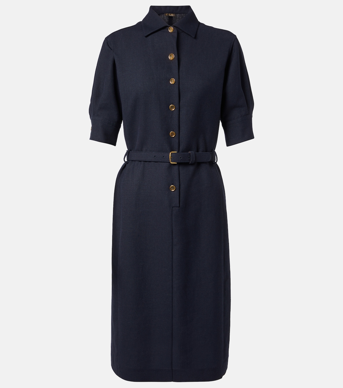 

Платье-рубашка из льна и шерсти Loro Piana, Blue Navy