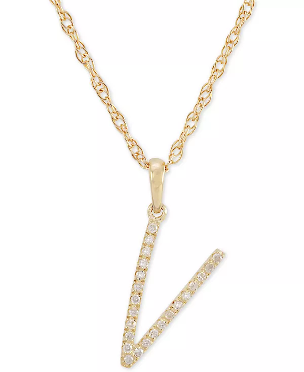 

Ожерелье с бриллиантом (1/10 карата) в форме инициала из 10-каратного золота, 16 дюймов + 2-дюймовый удлинитель Macy'S, v