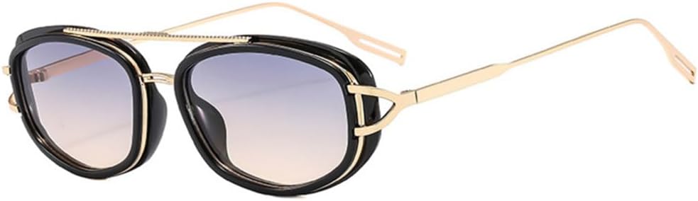 

Мужские солнцезащитные очки в стиле ретро-панк с овальными двойными перемычками и градиентным переходом цвета, защита от ультрафиолета UV400. Женские солнцезащитные очки LANGSER, Golden Blue Tea