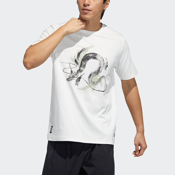 Футболка adidas Series WJ T GFX Printing Training Sports Short Sleeve White, белый — фото 3