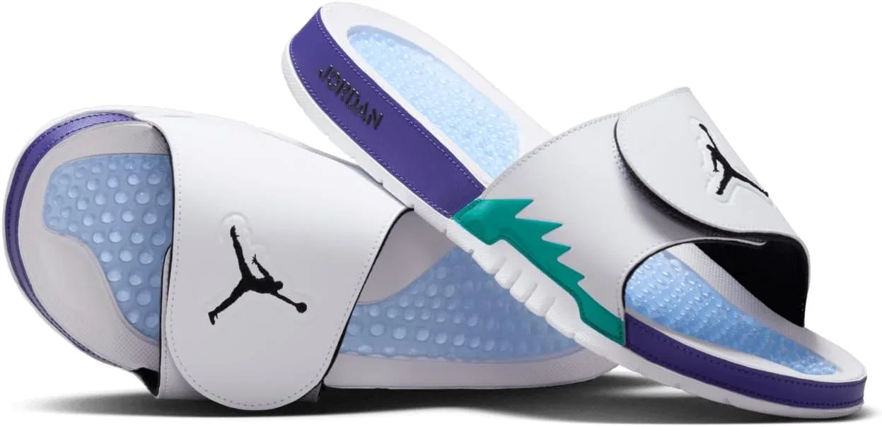 Мужские шлепанцы Jordan Hydro V Retro (555501-103, белый/черный/изумрудный/виноградный лед)