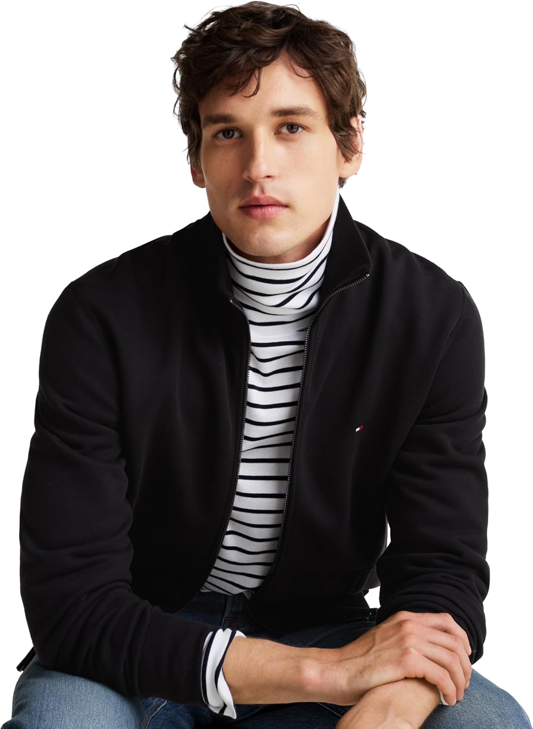 Мужская флисовая толстовка Tommy Hilfiger средней плотности на молнии, Black — фото 2