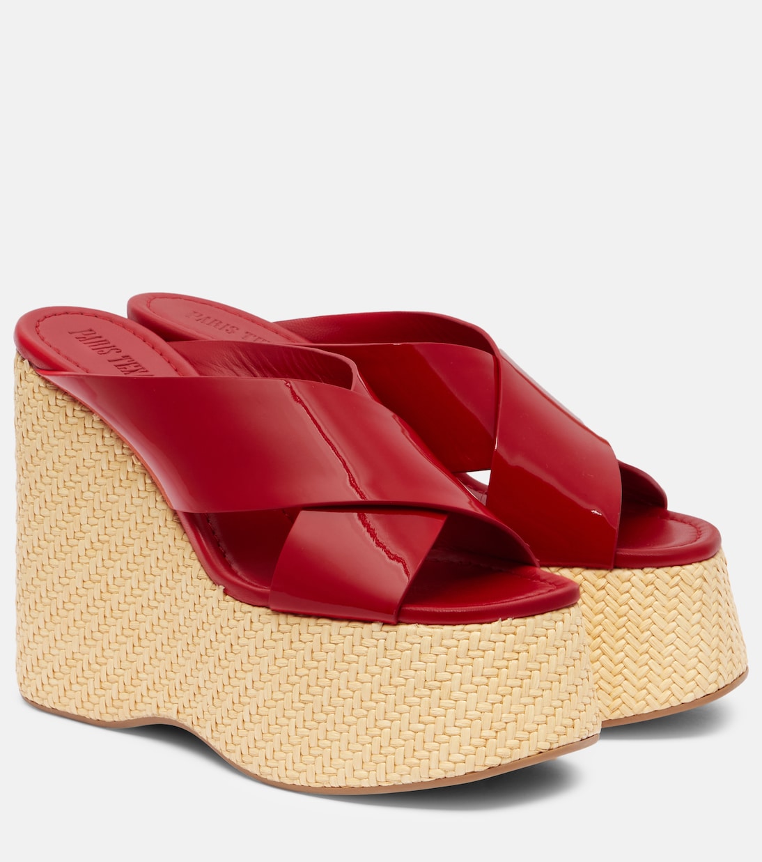 Мулы Mara из лаковой кожи на платформе Paris Texas, Fiery Red-Naturale
