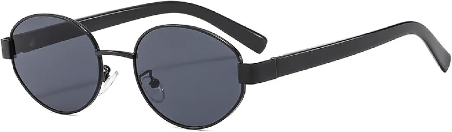 

Солнцезащитные очки с защитой от УФ-излучения UV400 | Металлические овальные женские очки с прозрачными линзами цвета океана для занятий спортом на открытом воздухе и вождения DSVIGF, Black Grey