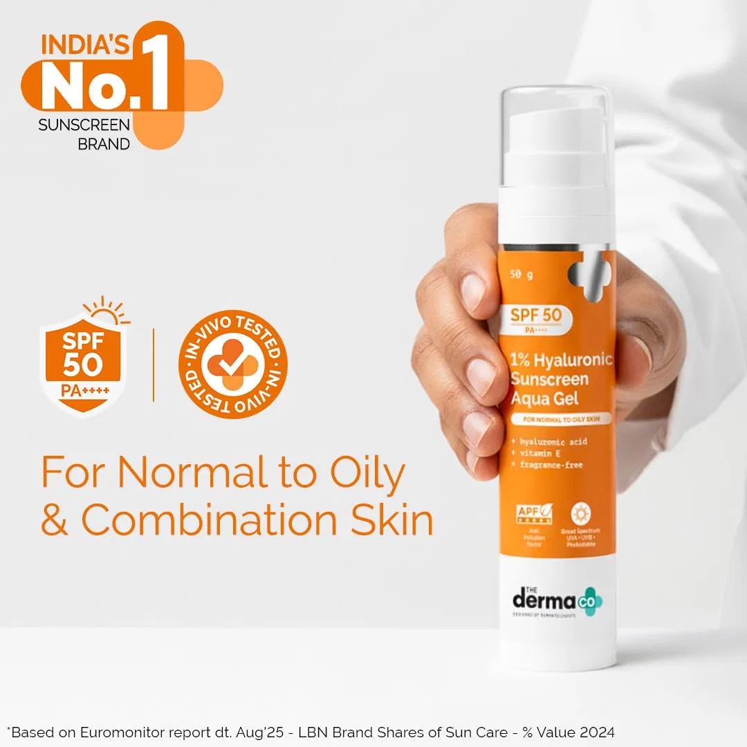 Ультралегкий гель-солнцезащитный крем «1% Hyaluronic Sunscreen Aqua» с SPF 50 PA++++ от The Derma Co The Derma Co — фото 3