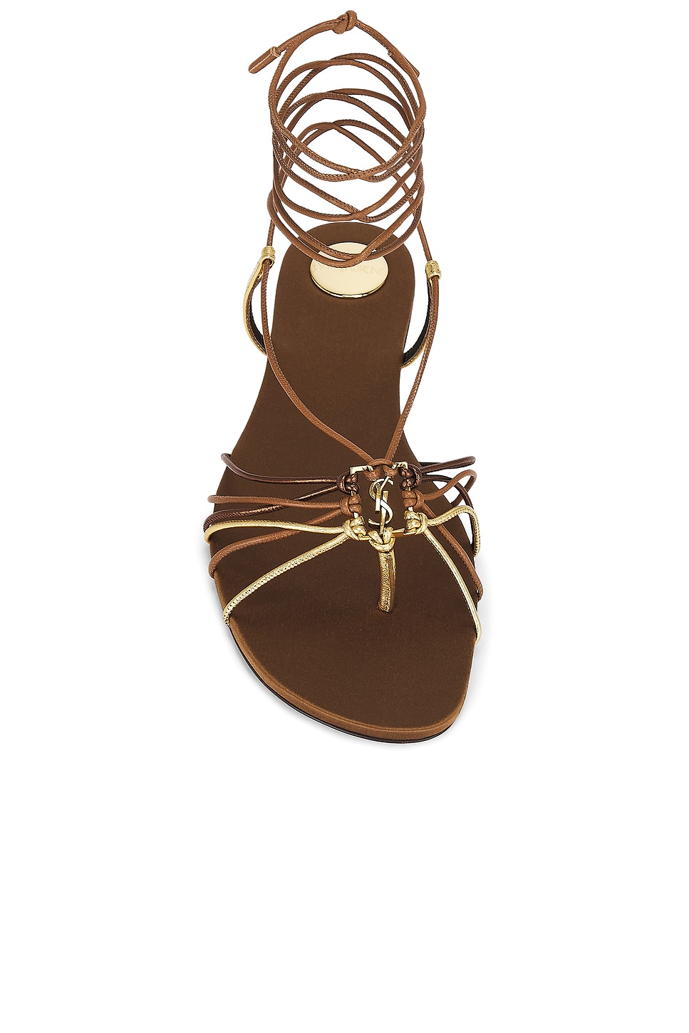 Босоножки Bridget Flat Saint Laurent, Dark Macadamia & Metal — фото 4
