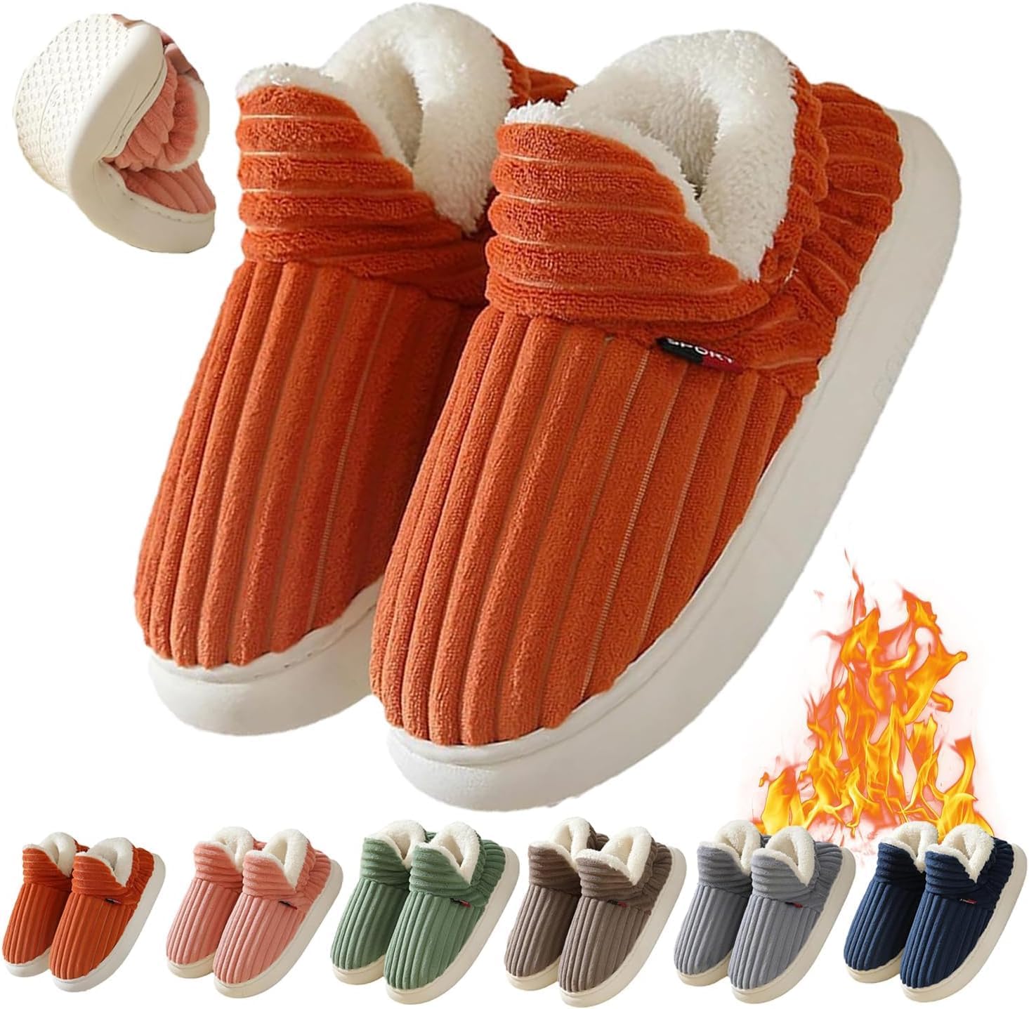 

Тапочки-ботиночки Pluffi, новинка 2025 года. Уютные стильные тапочки, комфортные тапочки Pluffi, теплые тапочки с плюшевой подкладкой для женщин и мужчин Podafu, оранжевый