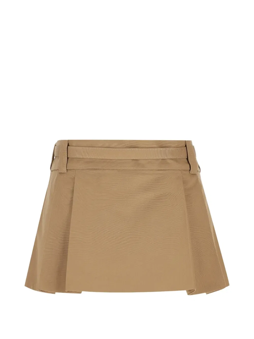 Плиссированная мини-юбка с поясом Miu Miu, бежевый — фото 2